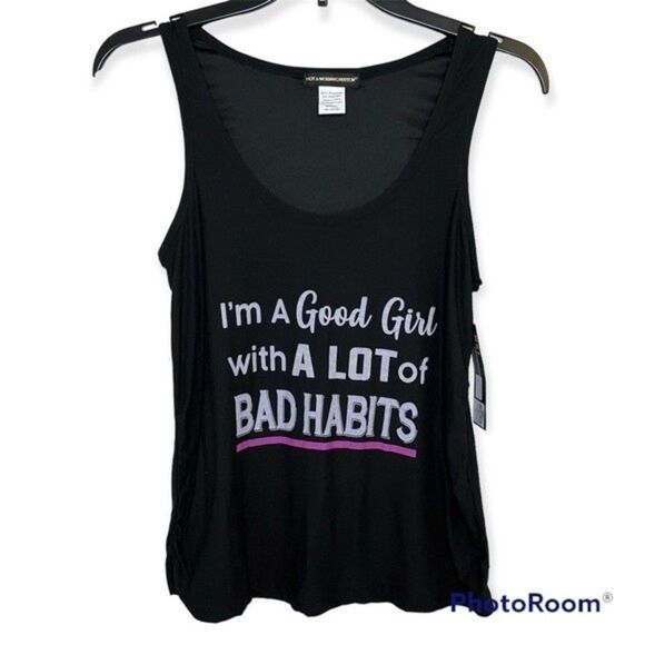 Not A Morning Person Black Graphic Racerback Pajama Tank Size Small NWT - Picture 1 of 6